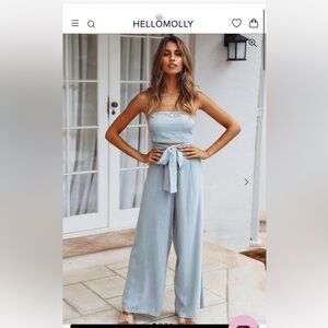 Hello Molly Light Blue Strapless Jumpsuit